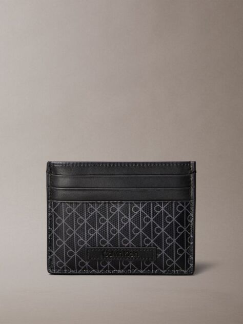 Black Allover Monogram Logo Card Holder  Men