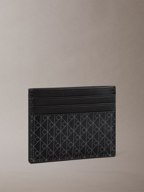 Black Allover Monogram Logo Card Holder  Men