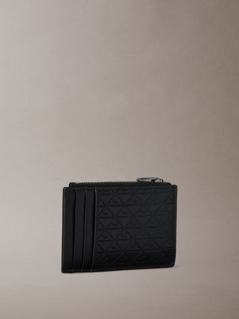 Black Allover Emblem Logo Card Holder  Men