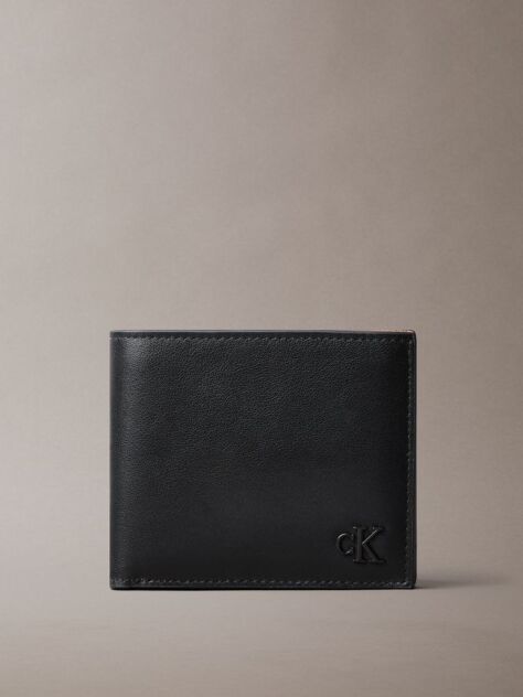 Black Suede Monogram Bifold Wallet with Coin Pouch  Men