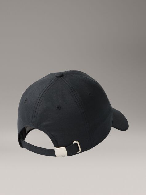 Black Linen Logo Cap  Men