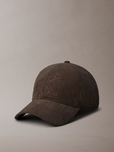 Brown Corduroy Logo Embroidery Cap  Men