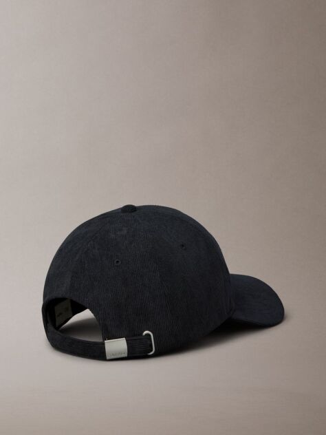 Black Corduroy Logo Embroidery Cap  Men