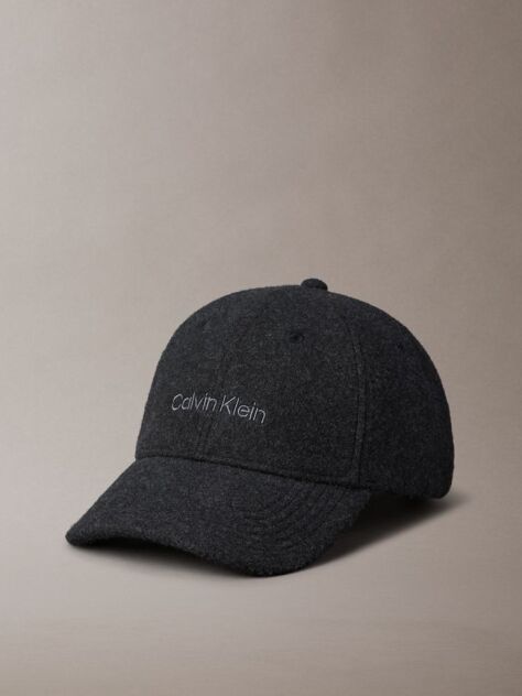 Black Felt Embroidered Logo Cap  Men
