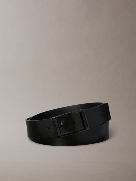 Black Tumbled Leather Belt  Men