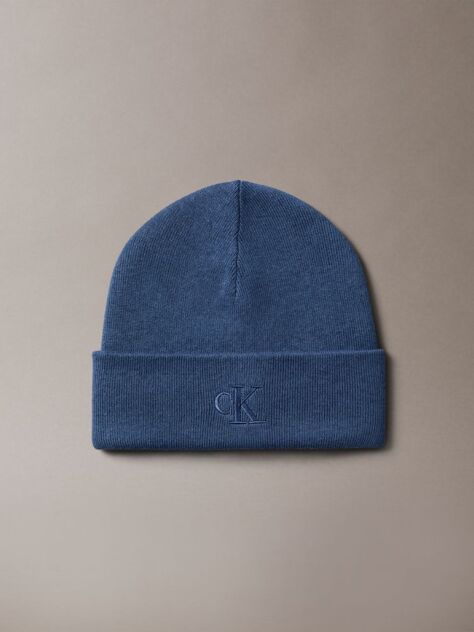 Blue Signature Logo Beanie  Men