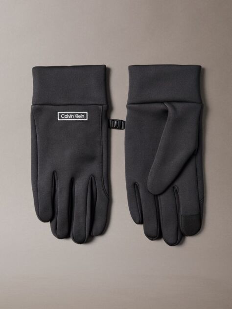 Black Technical Stretch Touchscreen Gloves  Men