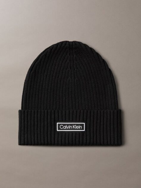 Black Cotton Cashmere Blend Beanie  Men