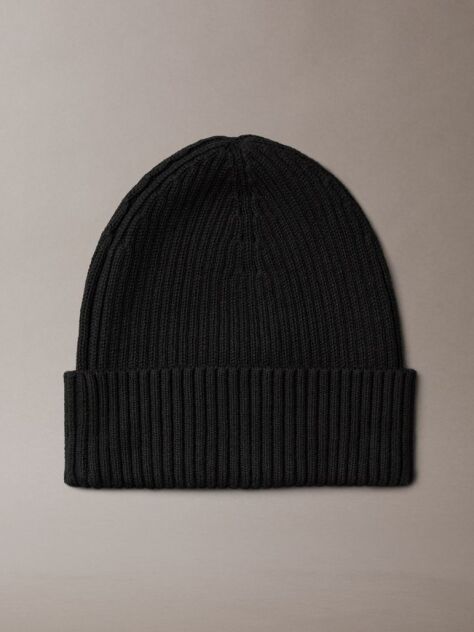 Black Cotton Cashmere Blend Beanie  Men