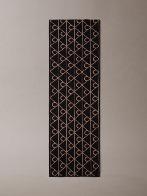 Black Reversible Wool Cashmere Blend Scarf  Men