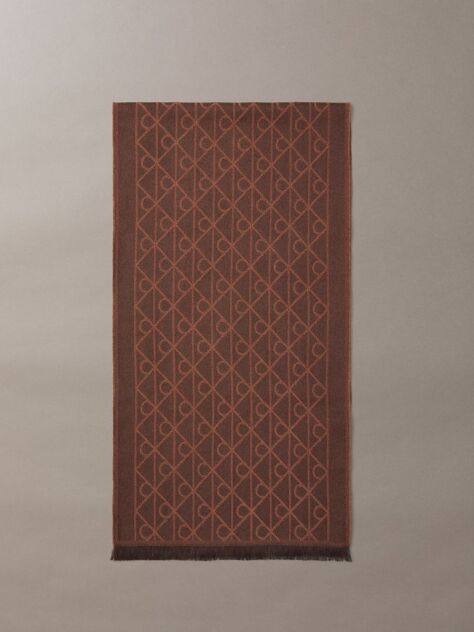 Brown Wool Blend Emblem Logo Scarf  Men