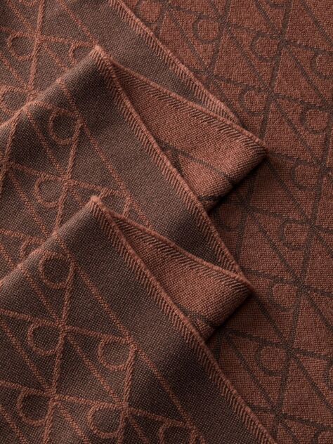 Brown Wool Blend Emblem Logo Scarf  Men