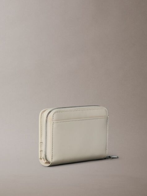 Λευκό Δερμάτινο Πορτοφόλι Με Φερμουάρ  Γυναίκα
