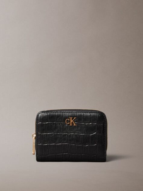 Black Leather Croc-Effect RFID Wallet  Women