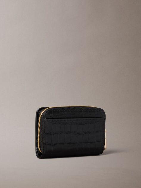 Black Leather Croc-Effect RFID Wallet  Women