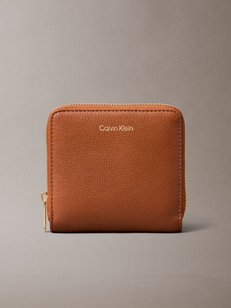 Brown Foil Logo Square Zip Wallet  Women