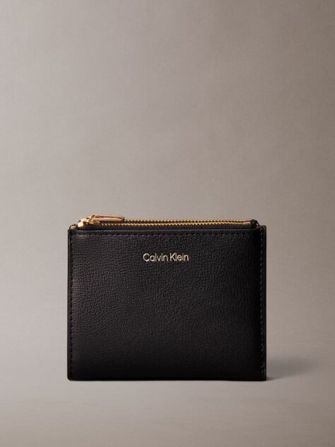 Black Foil Logo Double Zip Card Holder  Women