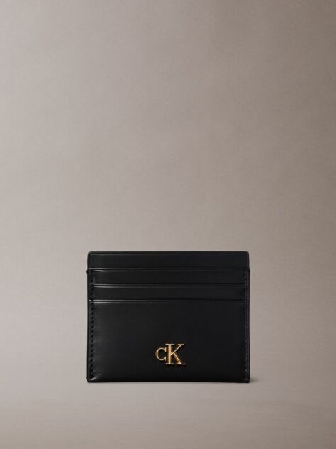 Black Leather RFID Monogram Cardholder  Women