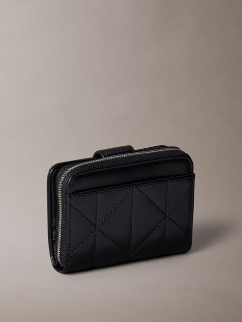 Black Quilted RFID Emblem Logo Wallet  Women