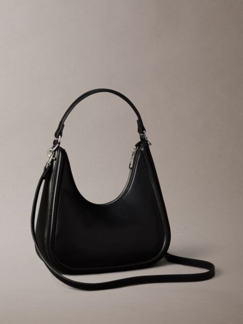 Black Embossed Monogram Crescent Bag  Women