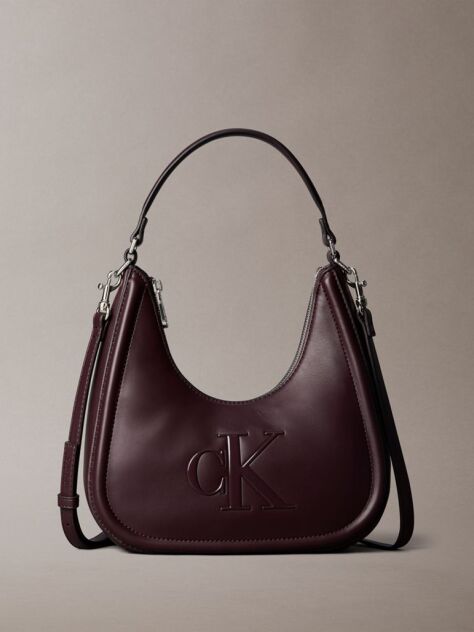 Red Embossed Monogram Crescent Bag  Women