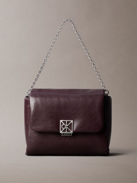 Red Padded Emblem Hardware Crossbody Bag  Women