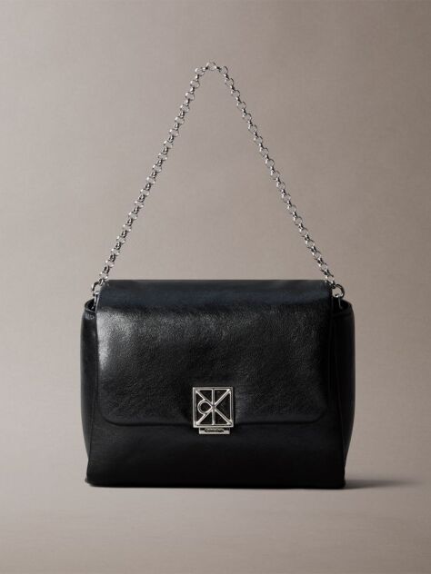 Black Padded Emblem Hardware Crossbody Bag  Women
