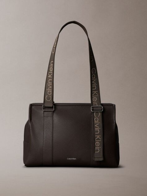 Brown Logo Strap Tote Bag  Women