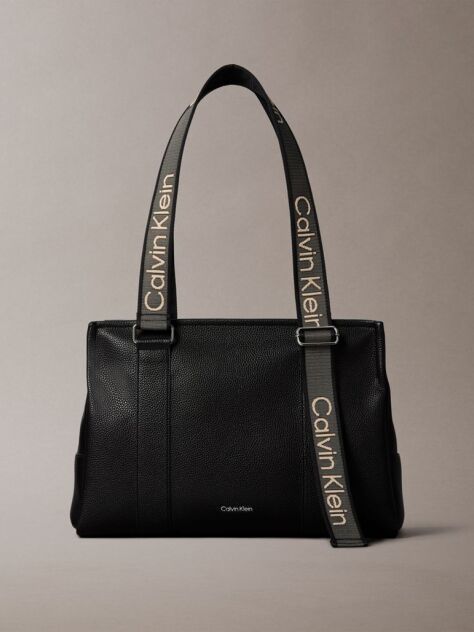 Black Logo Strap Tote Bag  Women