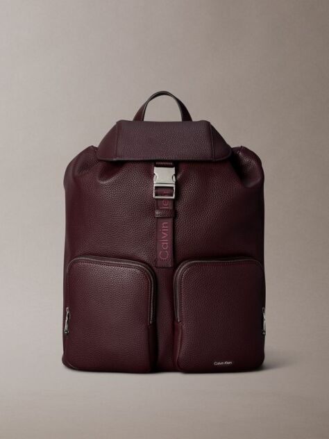 Red Logo Strap Flap Backpack  Women