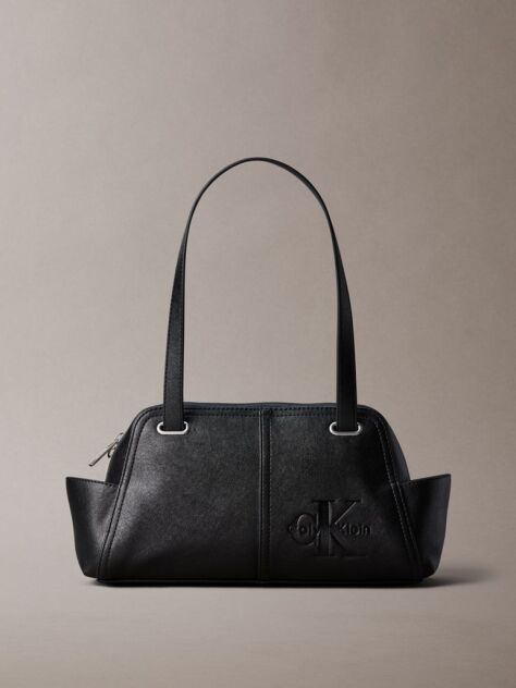 Black Embossed Monologo Shoulder Bag  Women