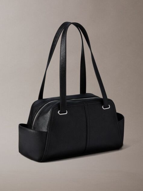 Black Embossed Monologo Shoulder Bag  Women