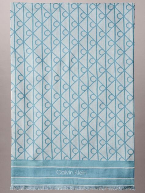 Blue Emblem Jacquard Square Modal Scarf  Women