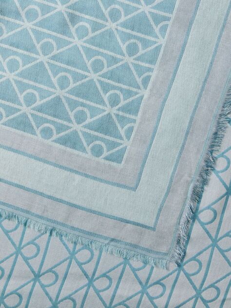 Blue Emblem Jacquard Square Modal Scarf  Women