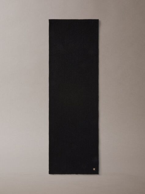Black Wool Blend Monogram Scarf  Women
