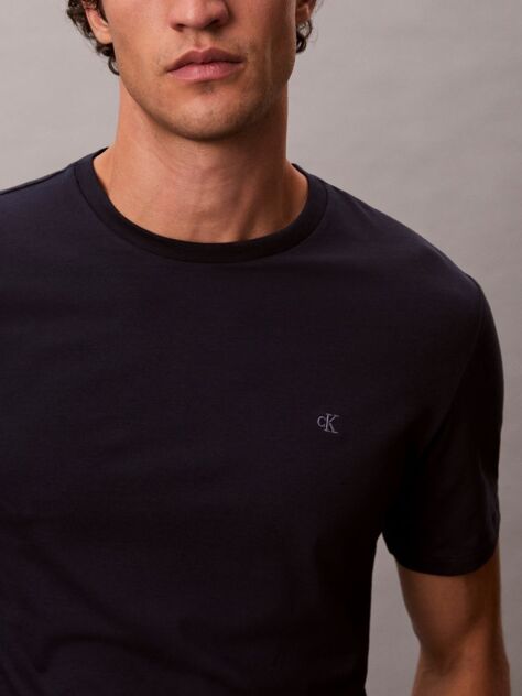 Blue Short Sleeve Stretch Cotton Slim T-Shirt  Men