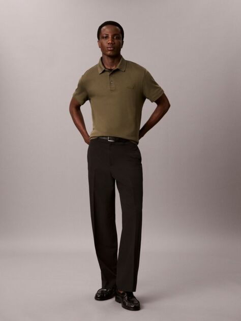 Green Slim Cotton Badge Polo Shirt  Men