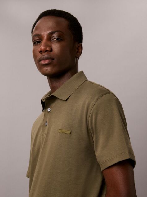 Green Slim Cotton Badge Polo Shirt  Men
