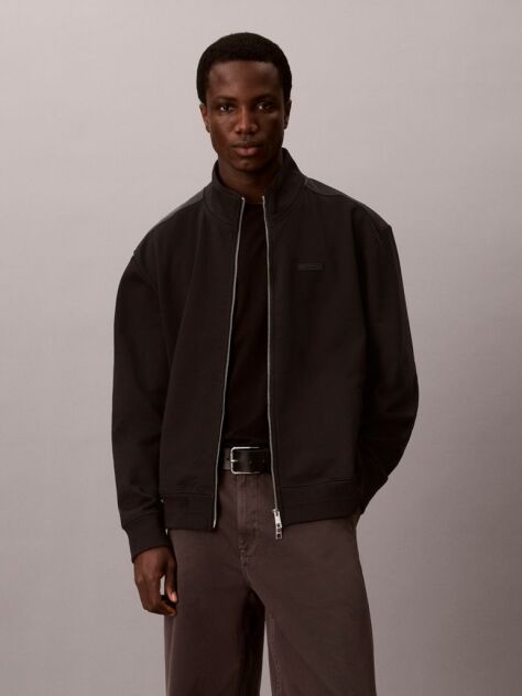 Black Premium Terry Zip-Up Jacket  Men