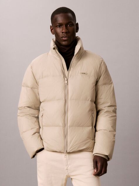 Beige Down Puffer Jacket  Men