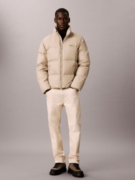 Beige Down Puffer Jacket  Men