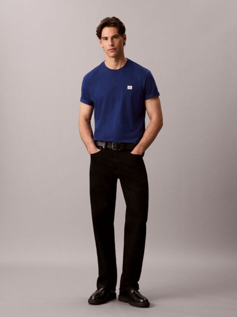 Blue Cotton Badge T-shirt  Men