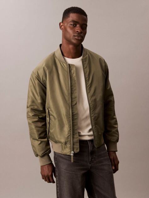 Green Nylon Bomber Jacket  Men