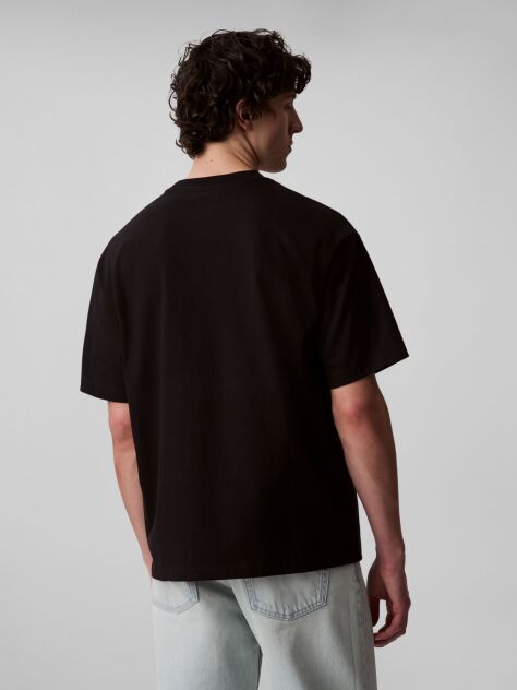 Μαύρο Άνετο T-Shirt Με Λογότυπο  Άνδρας