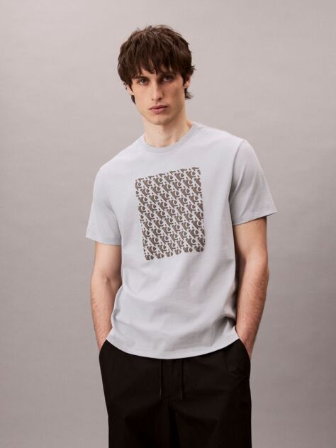 Grey Monogram Logo Easy Tee  Men