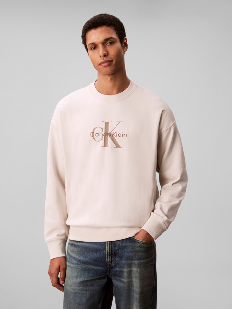 Λευκό Oversized Φούτερ Με Μονόγραμμα  Άνδρας