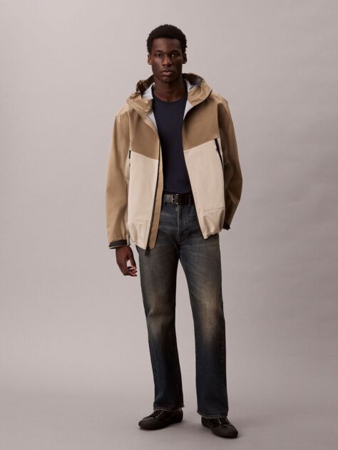 Beige Tech Shell Windbreaker Jacket  Men