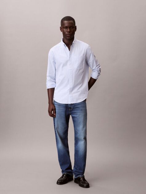Blue Tonal Stripe Oxford Shirt  Men