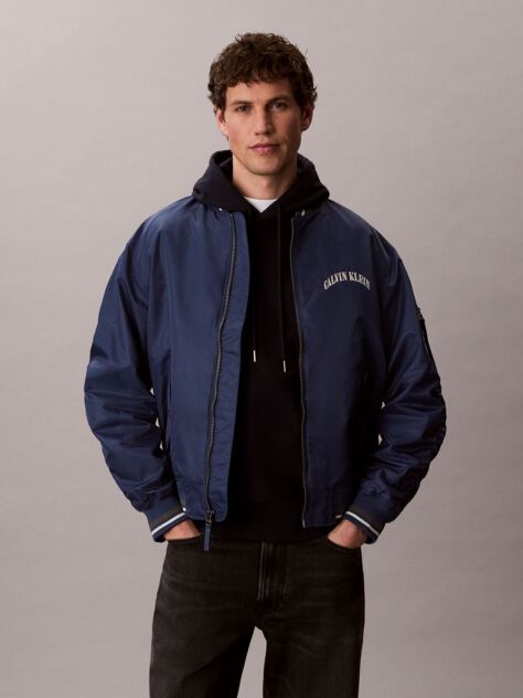 Blue Varsity Logo Bomber Jacket  Men