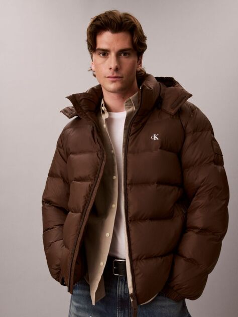 Brown Relaxed Nylon Puffer Jacket  Men